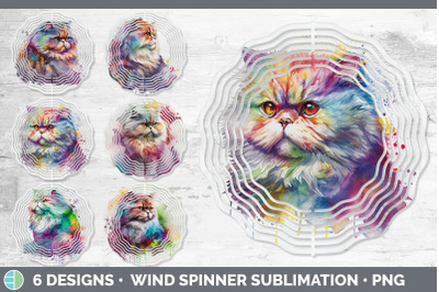 Rainbow Persian Cat Wind Spinner | Sublimation Designs Bundle