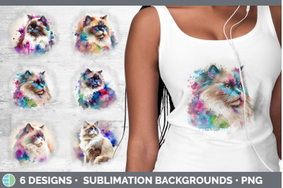 Rainbow Ragdoll Cat Background | Grunge Sublimation Backgrounds