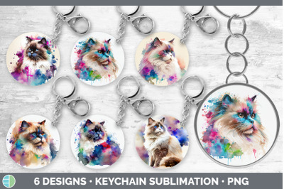 Rainbow Ragdoll Cat Keychain Bundle | Keyring Sublimation Designs