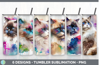 Rainbow Ragdoll Cat Tumbler Sublimation Bundle