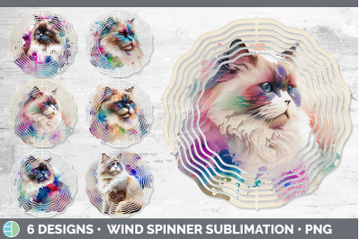 Rainbow Ragdoll Cat Wind Spinner | Sublimation Designs Bundle