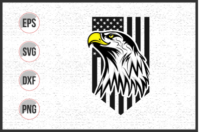 Eagle head with American flag vector illustration graphic.