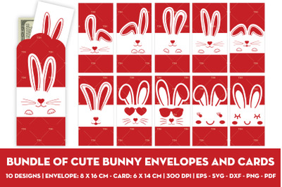 Bundle of cute bunny envelopes and cards