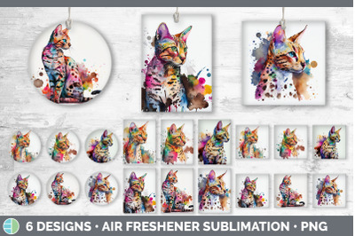 Rainbow Savannah Cat Air Freshener | Sublimation Designs Bundle