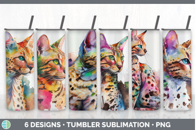 Rainbow Savannah Cat Tumbler Sublimation Bundle