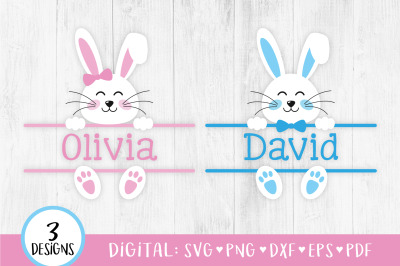 Bunny Name Frame SVG, Bunny Monogram, Easter