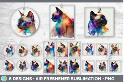 Rainbow Siamese Cat Air Freshener | Sublimation Designs Bundle