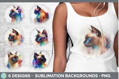 Rainbow Siamese Cat Background | Grunge Sublimation Backgrounds