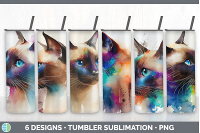 Rainbow Siamese Cat Tumbler Sublimation Bundle