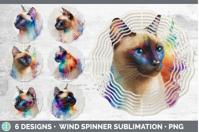 Rainbow Siamese Cat Wind Spinner | Sublimation Designs Bundle