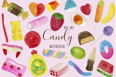 Watercolor Candy Clipart, Sweets Clipart, Gumdrops Clipart, Candyland
