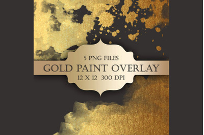 Gold Watercolor Clipart Overlays - gold paint splatter glitter waterco