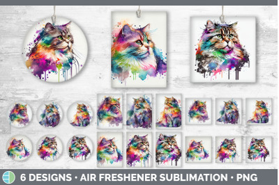 Rainbow Siberian Cat Air Freshener | Sublimation Designs Bundle