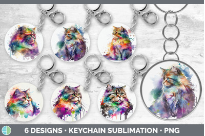 Rainbow Siberian Cat Keychain Bundle | Keyring Sublimation Designs