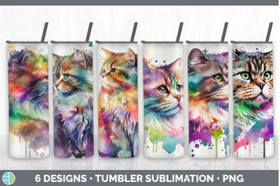 Rainbow Siberian Cat Tumbler Sublimation Bundle