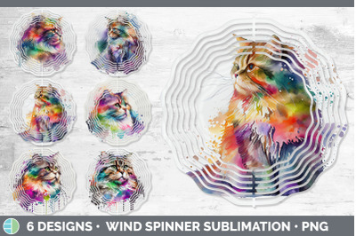 Rainbow Siberian Cat Wind Spinner | Sublimation Designs Bundle