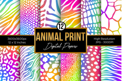 Rainbow Animal Print Digital Papers