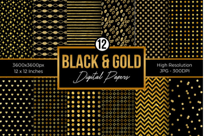 Black and Gold Digital Papers