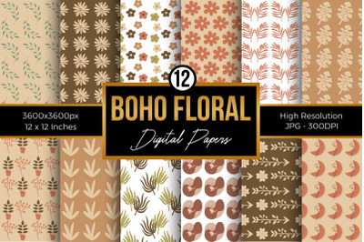 Boho Floral Pattern Digital Papers