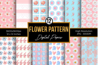 Watercolor Floral Pattern Digital Papers