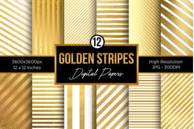 Golden Stripes Digital Papers