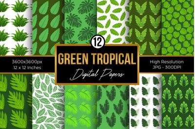 Green Tropical Digital Papers