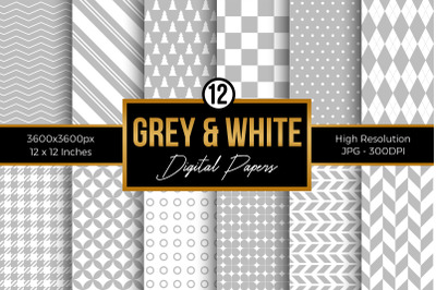 Grey and White Digital Papers