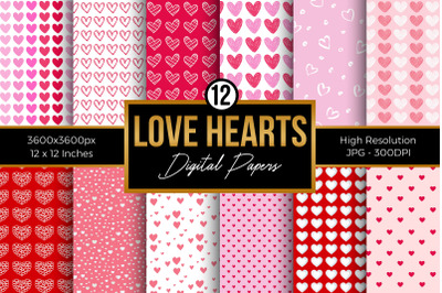 Love Hearts Digital Papers