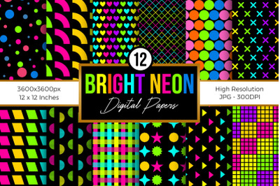 Bright Neon Digital Papers