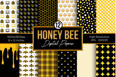 Honeybee Pattern Digital Papers