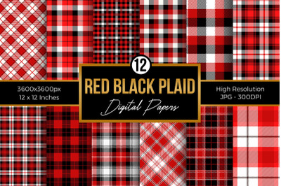 Red and Black Plaid Digital Papers