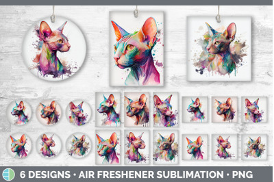 Rainbow Sphynx Cat Air Freshener | Sublimation Designs Bundle