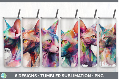 Rainbow Sphynx Cat Tumbler Sublimation Bundle