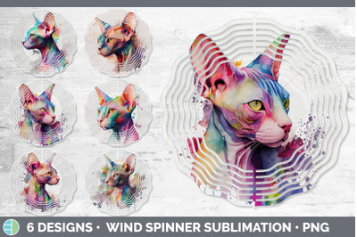 Rainbow Sphynx Cat Wind Spinner | Sublimation Designs Bundle