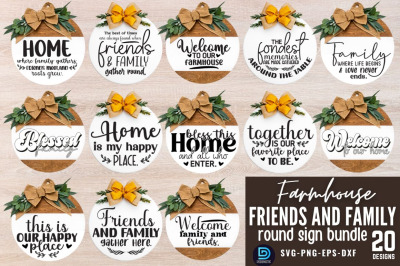 Friends and family round Sign Bundle