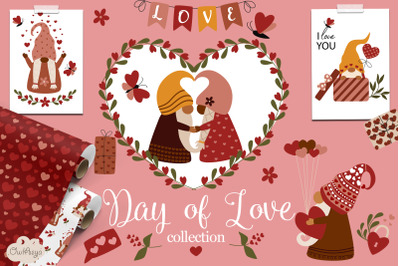 Day of Love. Valentines Gnome collection