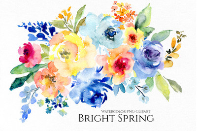 Bright Watercolor Spring Flowers Png