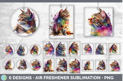 Rainbow Tabby Cat Air Freshener | Sublimation Designs Bundle