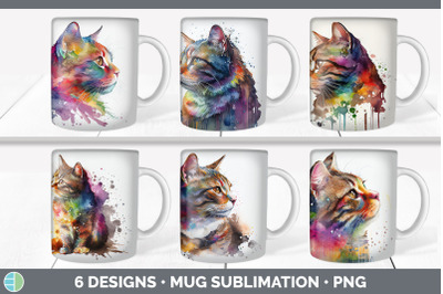 Rainbow Tabby Cat Mug Sublimation | Coffee Cup Background PNG