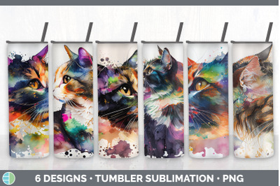 Rainbow Tortoiseshell Cat Tumbler Sublimation Bundle