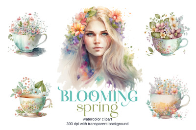 Watercolor Floral Cute Spring Clipart