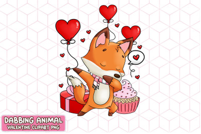 Cute Fox Dabbing Valentine Heart