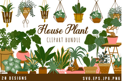 Potted House Plant Clipart | Indoor Home Plant SVG Bundle