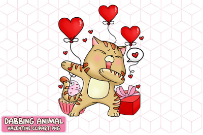 Cute Cat Dabbing Valentine Heart