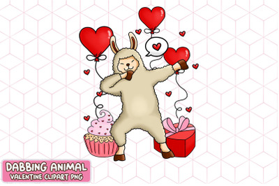 Cute Llama Dabbing Valentine Heart