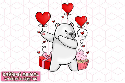 Cute White Bear Dabbing Valentine Heart