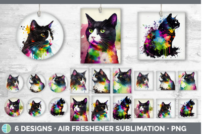 Rainbow Tuxedo Cat Air Freshener | Sublimation Designs Bundle