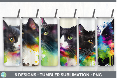 Rainbow Tuxedo Cat Tumbler Sublimation Bundle