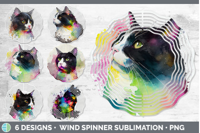 Rainbow Tuxedo Cat Wind Spinner | Sublimation Designs Bundle