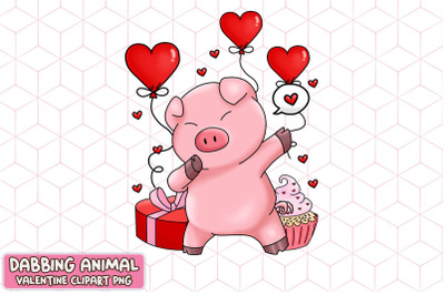 Cute Pig Dabbing Valentine Heart